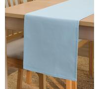 Encasa XO Table Runner 13x72 in Long | Cotton Canvas Fabric | Ice Blue Solid Color | Machine Washable & Durable