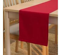 Encasa XO Table Runner 32x183 cm Long | Cotton Canvas Fabric | Deep Red Solid Color | For Dining Table Fall Decoration, Holiday & Christmas Festivals - Machine Washable