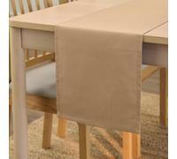 Encasa XO Table Runner Size 32x230 cm | Cotton Canvas Fabric | Light Beige Solid Color | Machine Washable & Durable