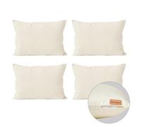Encasa XO Throw Pillow Covers 12"x20" - Sublimation Blank Natural 4 pc Pack with Invisible Zipper - Soft Polyester Twill Cushion Cases, suitable for DIY, Digital Printing & Painting