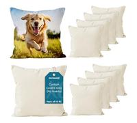 Encasa XO Throw Pillow Covers 16"x16" - Sublimation Blank Natural 10 pc Pack with Invisible Zipper - Soft Polyester Twill Cushion Cases, suitable for DIY, Digital Printing & Painting