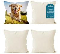 Encasa XO Throw Pillow Covers 18"x18" - Sublimation Blank Natural 4 pc Pack with Invisible Zipper - Soft Polyester Twill Cushion Cases, suitable for DIY, Digital Printing & Painting