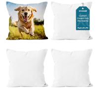 Encasa XO Throw Pillow Covers 20"x20" - Sublimation Blank White 4 pc Pack with Invisible Zipper - Soft Polyester Twill Cushion Cases, suitable for DIY, Digital Printing & Painting