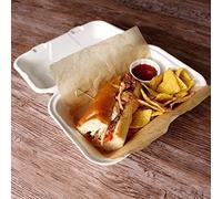 encase Biodegradable Sugarcane Clamshell Takeaway Box 9 x 6 Inch - Pack of 50 - Eco-friendly Packaging
