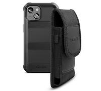 Encased 2-in-1 Belt Pouch with Rugged Case, Designed for iPhone 15 - Reinforced Holster Clip Phone Holder with Ultra Protective Cover - Black (Falcon Armor) Compatible with MagSafe