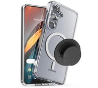 ENCASED 2-in-1 MAG Case with Grip for Samsung Galaxy S24 (2024) Compatible with MagSafe, Magnetic Cover with Phone Holder (Clear)