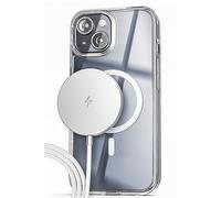Encased 2-in-1 Magnetic iPhone 15 Clear Case with Wireless Charger Included (Crystal Clear) Compatible with MagSafe