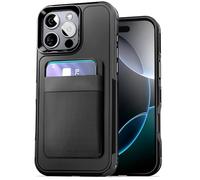 ENCASED 2-in-1 Set for iPhone 16 Pro Max Wallet Case (Compatible with MagSafe) Protective Phone Cover, and Strong Magnetic Stretchy Card Holder (Black)