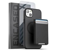 ENCASED 3-in-1 Set for iPhone 14 Case with Wallet Card Holder and Screen Protector (Black) Compatible with MagSafe