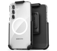 Encased Belt Case Designed for Samsung Galaxy S25 with Phone Holster Clip (Compatible with MagSafe Qi2) - Crystal Clear
