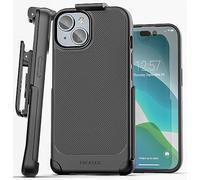 Encased Belt Case for iPhone 15 Plus (2023) Thin Armor Slim Cover with Rotating Phone Holster Clip - Black
