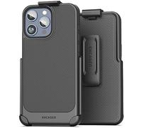 Encased Belt Case for iPhone 15 Pro (2023) Thin Armor Slim Cover with Rotating Phone Holster Clip - Black