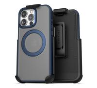 Encased Belt Case for iPhone 16 Pro Max with Holster Clip (Compatible with MagSafe) 360° Magnetic Rotating Ring Stand (Blue)