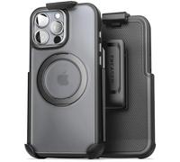Encased Belt Case for iPhone 16 Pro with Holster Clip (Compatible with MagSafe) 360° Magnetic Rotating Ring Stand (Black)