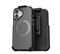 Encased Belt Case for iPhone 16 with Holster Clip (Compatible with MagSafe) 360° Magnetic Rotating Ring Stand (Black)