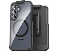 Encased Belt Case for Samsung Galaxy S25 FE with Holster Clip, Magnetic SlimShield Series - Compatible with MagSafe (Black/Clear)