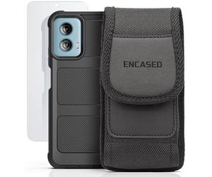 Encased Belt Case Set for Moto G 5G 2024 Case with Tempered Glass Screen Protector and Phone Clip Pouch Holster (3-in-1 Set)