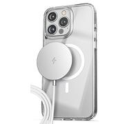 ENCASED Clear Case with Magnetic Wireless Charger Designed for iPhone 15 Pro Max Phone Case (Compatible with MagSafe) Clear
