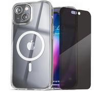 Encased Clear Case with Privacy Screen Protector Designed for iPhone 15 Privacy Case (Compatible with MagSafe) Clear