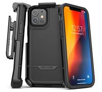 Encased Compatible with iPhone 12 Belt Clip Protective Holster Case (2020 Rebel Armor) Heavy Duty Rugged Full Body Cover with Holder (Black)