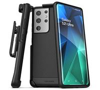 Encased Designed for Samsung Galaxy S21 Ultra Belt Clip Case (Thin Armor) Slim Grip Cover with Holster - Black