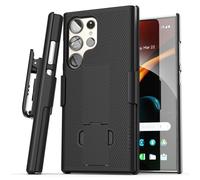 Encased DuraClip Designed for Samsung Galaxy S24 Ultra Belt Clip Case with Phone Holster and Kickstand (Black)