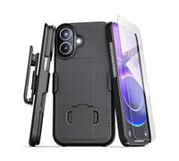 Encased DuraClip for iPhone 17 Belt Clip Holster Case with Tempered Glass Screen Protector (Black)