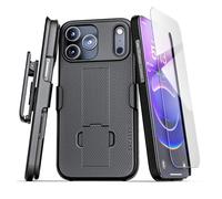 Encased DuraClip for iPhone 17 Pro Max Belt Clip Holster Case with Tempered Glass Screen Protector (Black)