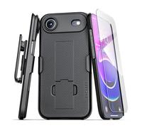 Encased DuraClip for iPhone Air Belt Clip Holster Case with Tempered Glass Screen Protector (Black)