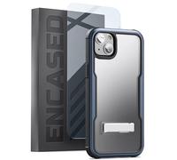 ENCASED Exos-Armor Case Designed for iPhone 14 PLUS with Screen Protector and Metal Kickstand, Shockproof [MIL-Spec] Ultra Shockproof Aluminum Frame - Metallic Blue