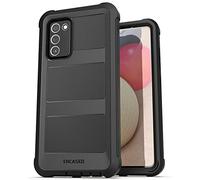 ENCASED Falcon Armour for Samsung Galaxy A02s Case with Screen Protector, Protective Full Body Built-in Screen Phone Case (Black)