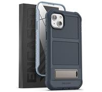 ENCASED Falcon Designed for iPhone 14 PLUS Case with Kickstand, Shockproof Built-in Screen Protector with Metal Stand Phone Case - Blue