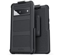 Encased Falcon Designed for Pixel 6 Case with Belt Clip, Full Body Protective Rugged Phone Case with Holster (Black)
