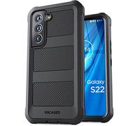 Encased Falcon Designed for Samsung Galaxy S22, Protective Full Body Phone Case (Black)