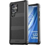 Encased Falcon Designed for Samsung Galaxy S22 Ultra, Protective Full Body Phone Case (Black)
