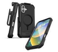 Encased Falcon-Shield Designed for iPhone 16 Phone Case with Belt Clip Holster (Compatible with MagSafe) Heavy Duty Rugged Protection with Built-In Screen Protector (Black)