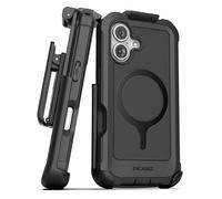 Encased Falcon-Shield Designed for iPhone 16 Plus Phone Case with Belt Clip Holster (Compatible with MagSafe) Heavy Duty Rugged Protection with Built-In Screen Protector (Black)