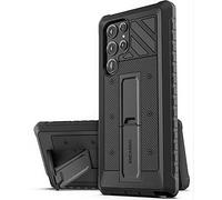 Encased Falcon with Kickstand Designed for Samsung Galaxy S22 Ultra, Shockproof Full Body Phone Case with Stand (Black)