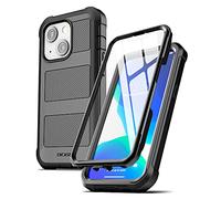 ENCASED FalconShield Designed for iPhone 13 Mini Case with Screen Protector, Shockproof Full Body Built-in Screen Phone Case (Black)