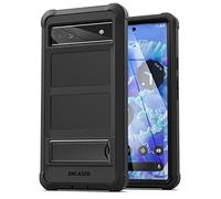 ENCASED FalconShield for Pixel 6a Case with Kickstand, Shockproof Built-In Screen Protector Phone Case with Metal Stand (Google Pixel 6a) Black