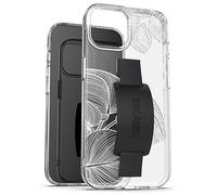 ENCASED Finger Loop Case, Designed for iPhone 15 (2023) Hand Strap Clear Cover, Silicone Phone Holder Grip (Cute Lace Leaf)