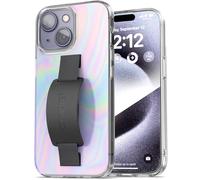 ENCASED Finger Loop Case, Designed for iPhone 15 (2023) Hand Strap Iridescent Clear Cover, Silicone Phone Holder Grip (Rainbow Haze)