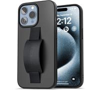ENCASED Finger Loop Case, Designed for iPhone 15 Pro (2023) Hand Strap Grip Cover with Soft-Touch Silicone Phone Holder (Black)