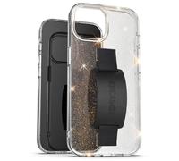 ENCASED Finger Loop Case, Designed for iPhone 15 Pro Max (2023) Clear Sparkle Hand Strap Phone Cover with Soft-Touch Silicone Grip Holder (Gold Glitter Stardust)