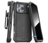 Encased for iPhone 17 Pro Case with Belt Clip (Falcon Series) Full-Body Case with Built-in Screen Protector and Phone Holster (Compatible with MagSafe) Black