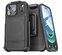 Encased for iPhone 17 Pro Max Phone Case with Belt Clip, (Rebel Armor) Protective Case with Camera Control Button and Holster (Compatible with MagSafe) Black