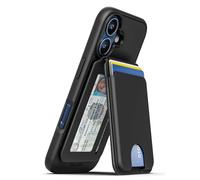 ENCASED for iPhone 17 Wallet Case with Removable Magnetic Hinged Card Holder and Stand (Compatible with MagSafe) Black