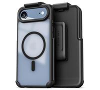 Encased for iPhone Air Frosted Phone Case with Belt Clip Holster - Compatible with MagSafe - Magnetic Hybrid Clear Cover with Full Lens Protection (Black)