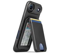 ENCASED for iPhone Air Wallet Case with Removable Magnetic Hinged Card Holder and Stand (Compatible with MagSafe) Black