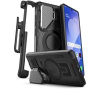 Encased for Samsung Galaxy S25 FE Case with Belt Clip Holster - Heavy-Duty Hinged Camera Lens Cover and Kickstand (Compatible with MagSafe)